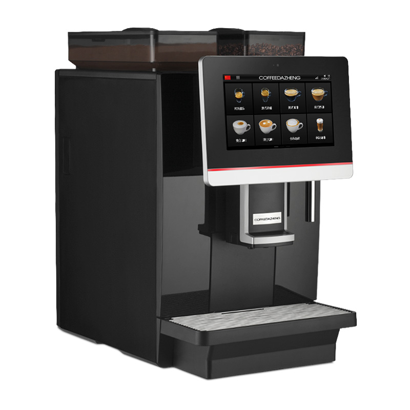 COFFEEDAZHENG GT4商用全自动咖啡机,金属冲泡器,寿命长,稳定性高,500kg研磨寿命陶瓷平刀盘,出粉粗细均已,双PUMP系统,粉料系统,研磨系统,双锅炉系统,,全自动清洁系统,支持新建饮品