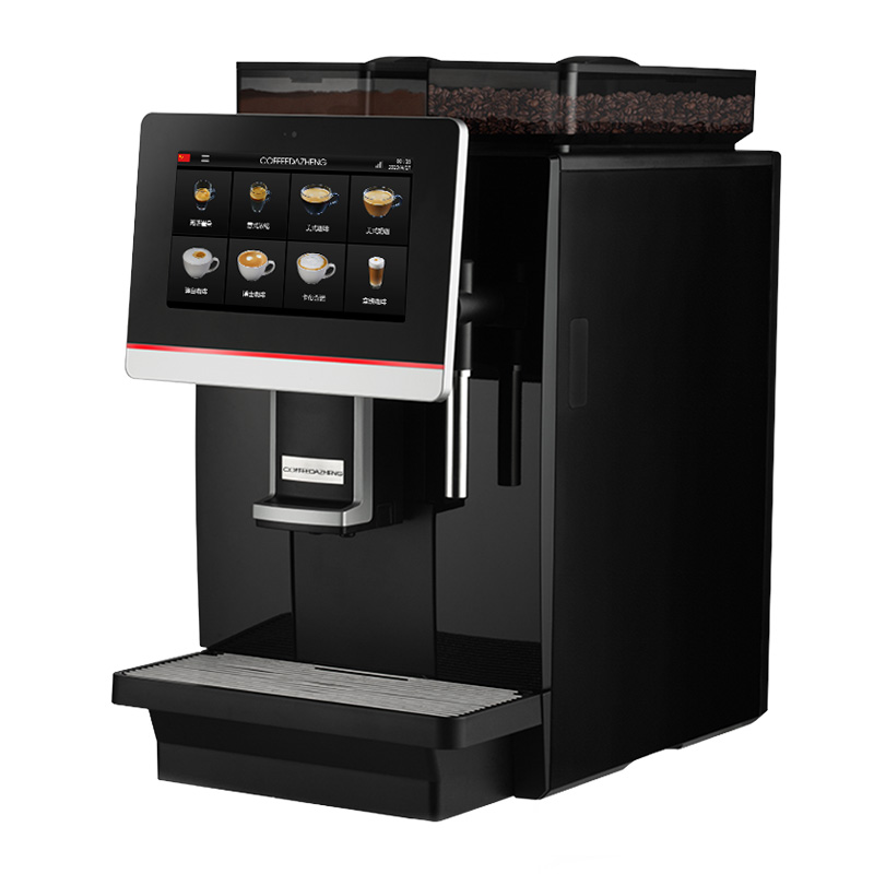 COFFEEDAZHENG GT4商用全自动咖啡机,金属冲泡器,寿命长,稳定性高,500kg研磨寿命陶瓷平刀盘,出粉粗细均已,双PUMP系统,粉料系统,研磨系统,双锅炉系统,,全自动清洁系统,支持新建饮品