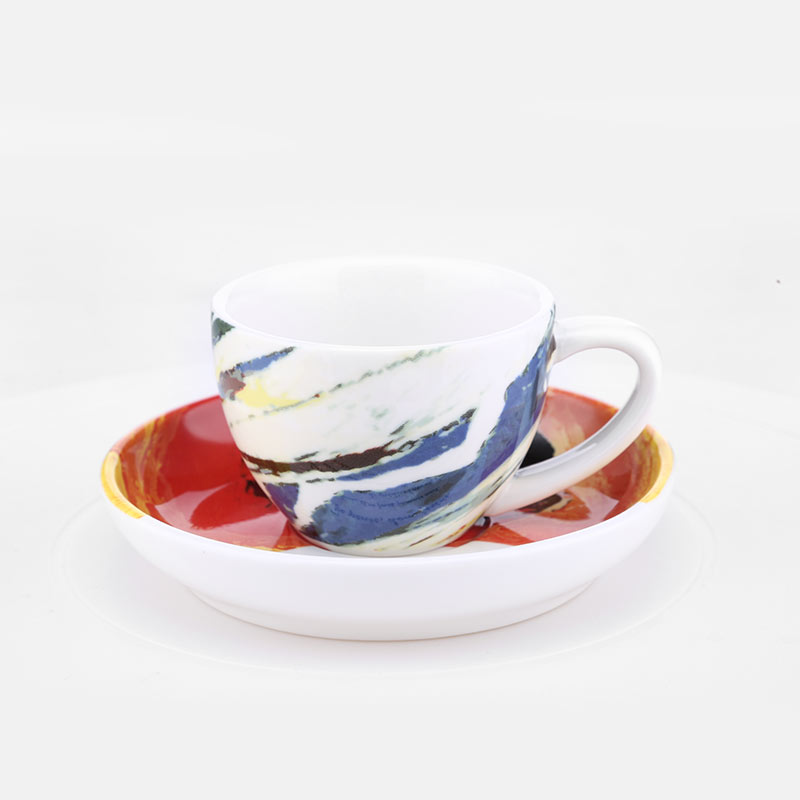 YAMI 复古陶瓷咖啡杯,高纯度陶瓷,色彩渲染,圆滑边缘